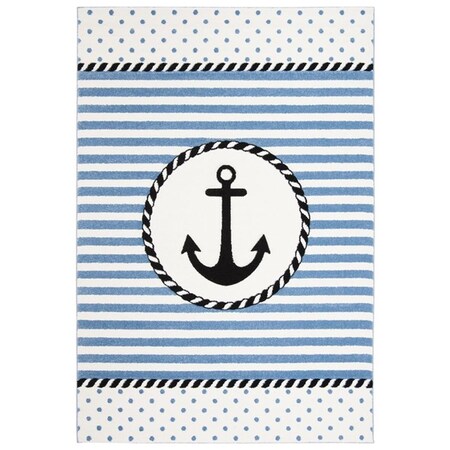 Safavieh 6 ft. 7 in. x 9 ft. Youth Carousel Kids 100 Rectangle Rug Ivory & Navy CRK124A-6
